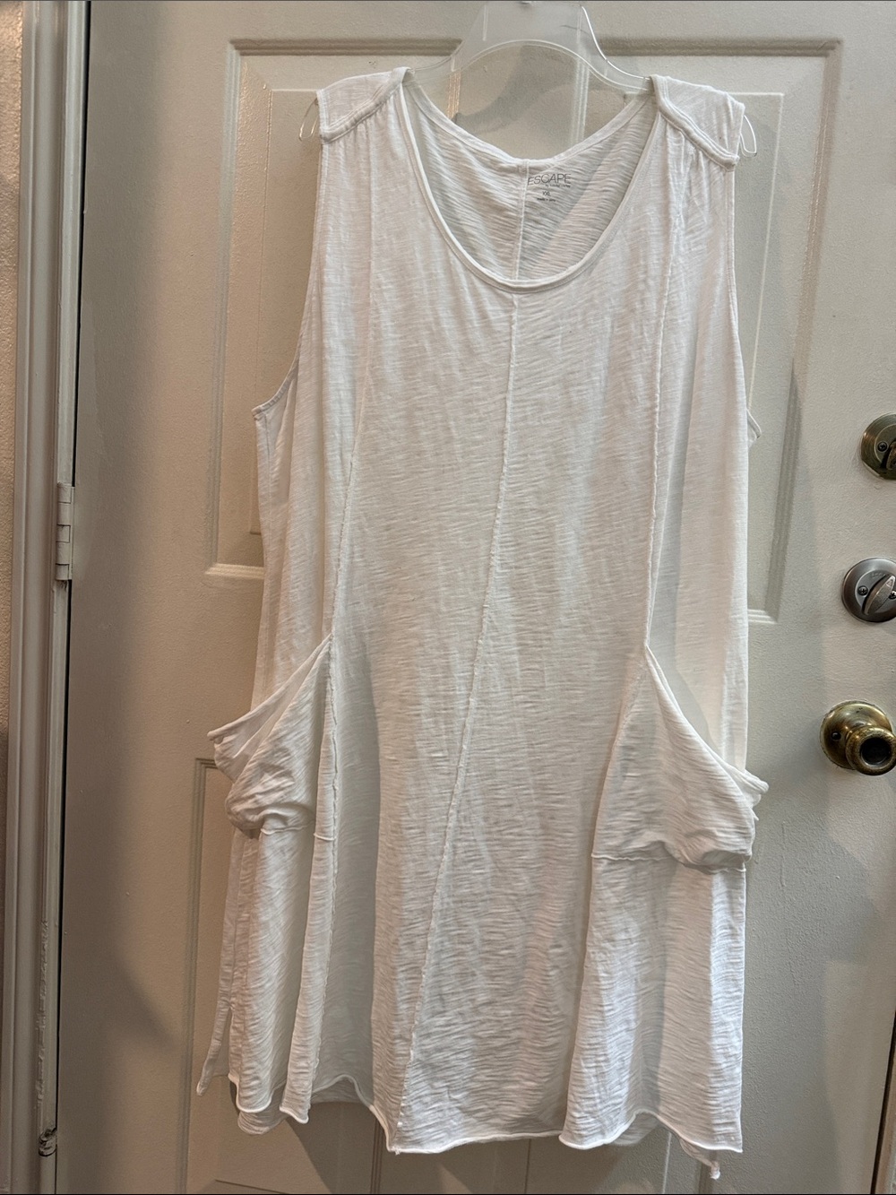 Resort wear☀️🌴😎 Lightweight 100% Cotton White Sleeveless Pocket Dress XXL